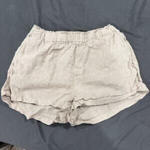 Quince 100% European Linen Shorts Women’s M Natural Beige Pull On